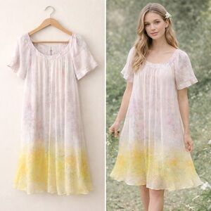 HD in Paris x Anthropologie Floral Yellow Ombre Mini Dress Size 6 | MSRP $168